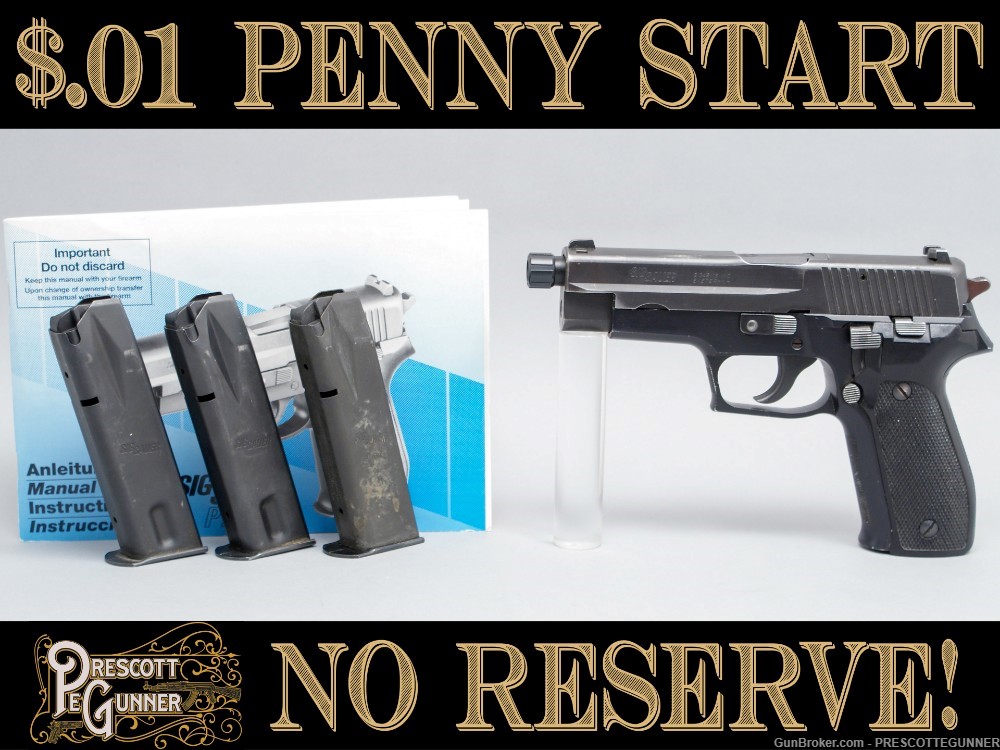 Sig Sauer P226 9mm w/ SilencerCo Threaded Bbl & 3 OEM Mags Penny $.01 NR-img-0