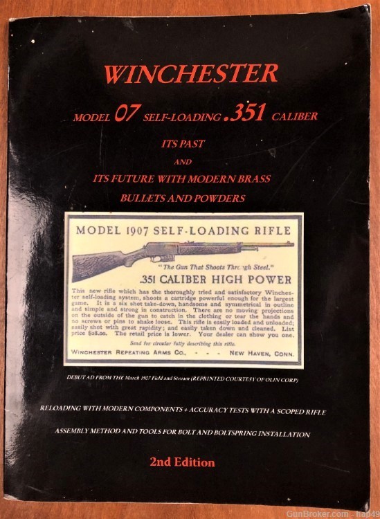 Winchester 1907 Book Autographed by Author 351 Winchester Self Loading-img-0