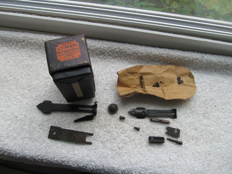 Lyman Receiver Sight Box with misc sights & parts-img-1