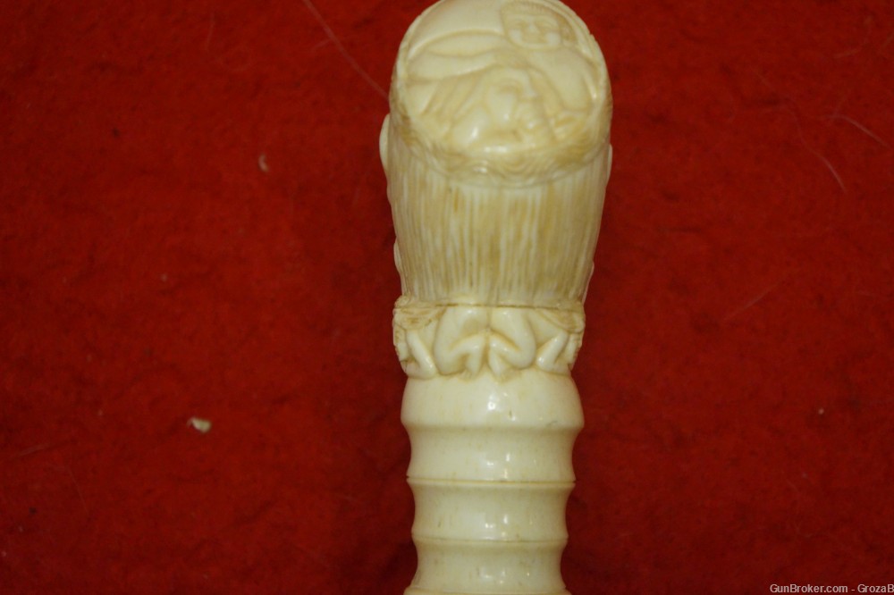 Scarce Antique Japanese Ivory Erotic Walking Cane Okimono Shunga-img-6