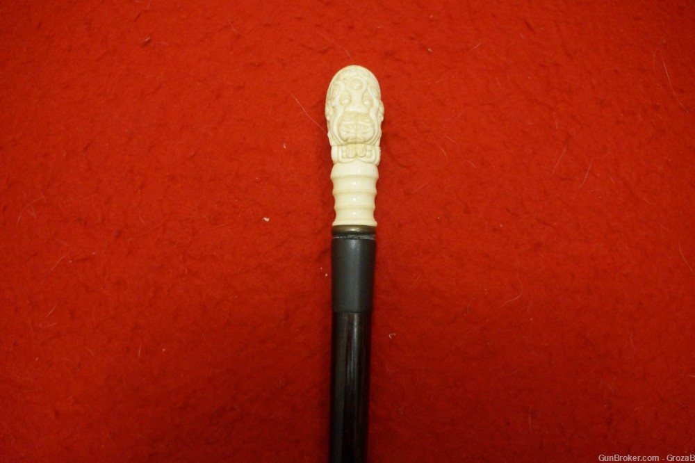 Scarce Antique Japanese Ivory Erotic Walking Cane Okimono Shunga-img-1