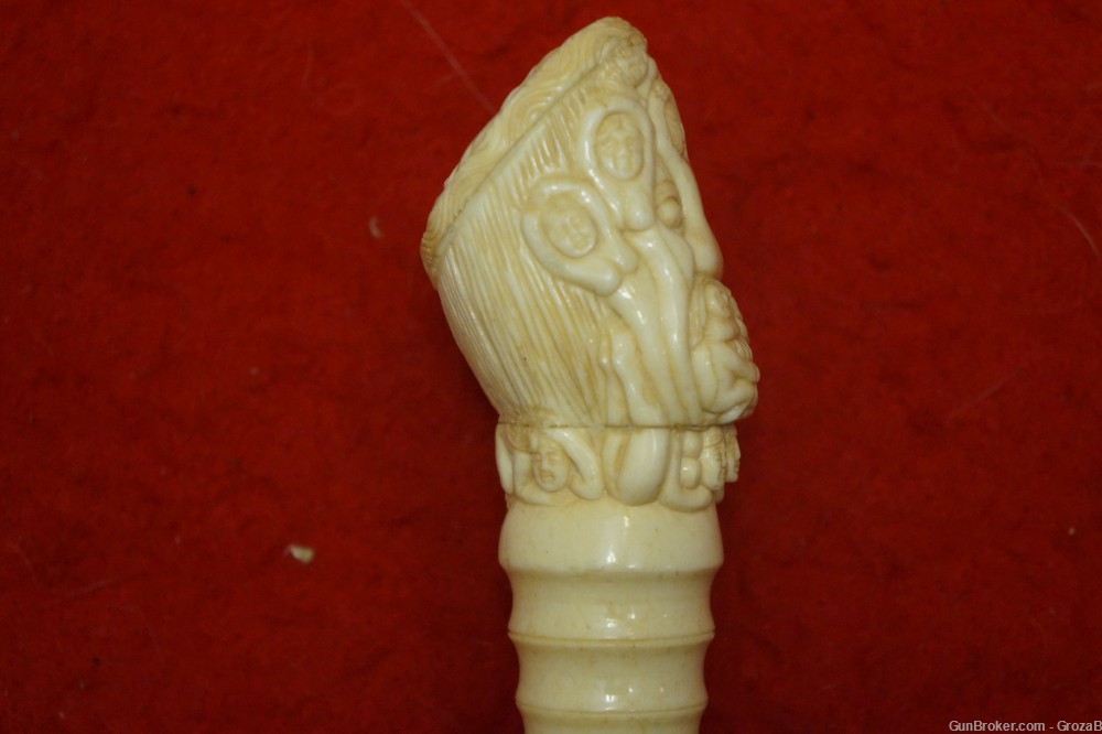 Scarce Antique Japanese Ivory Erotic Walking Cane Okimono Shunga-img-7