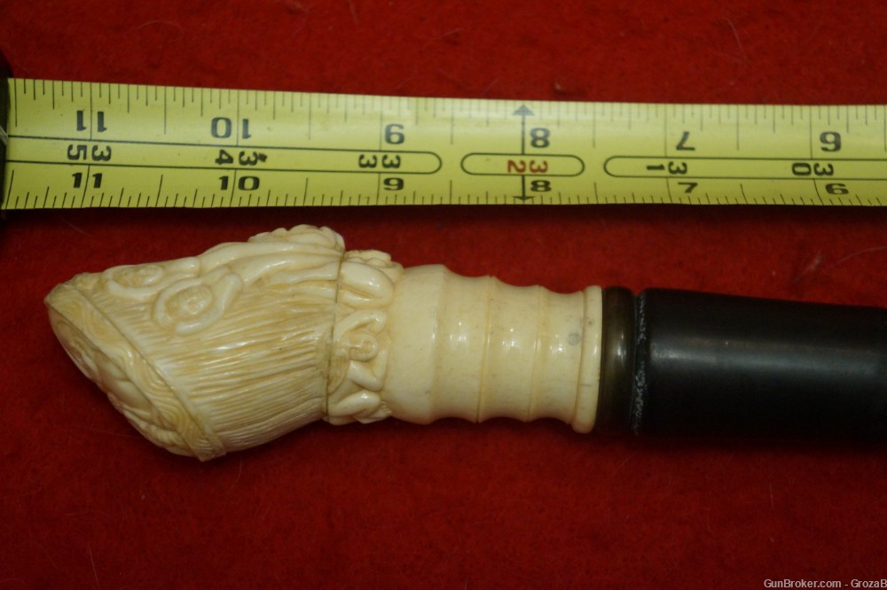 Scarce Antique Japanese Ivory Erotic Walking Cane Okimono Shunga-img-11