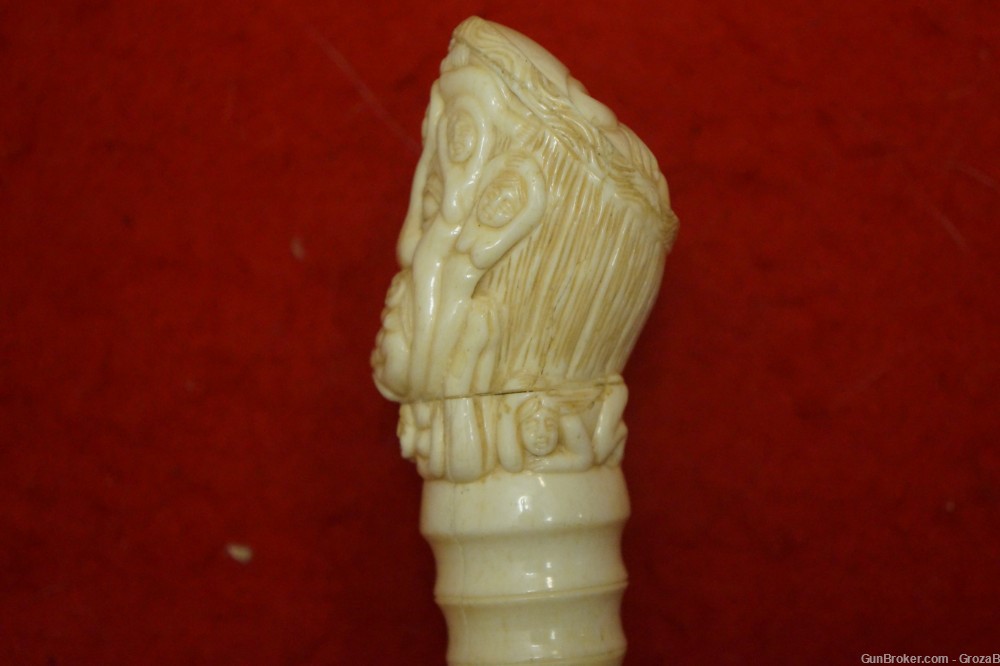 Scarce Antique Japanese Ivory Erotic Walking Cane Okimono Shunga-img-9