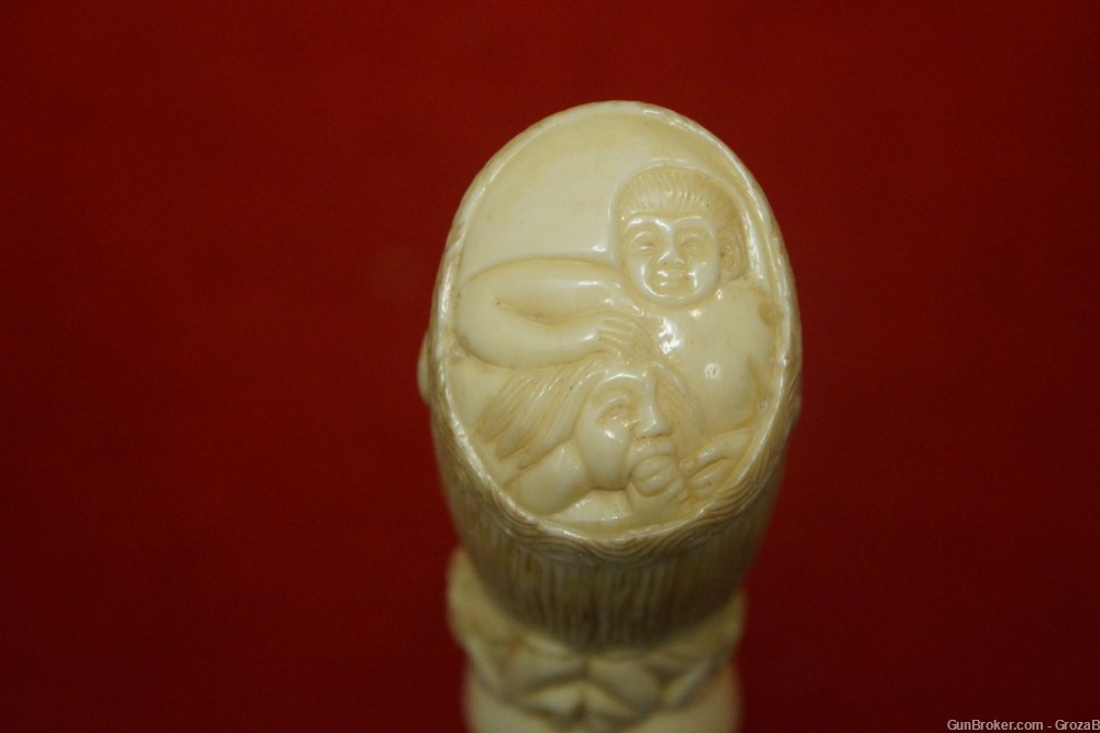 Scarce Antique Japanese Ivory Erotic Walking Cane Okimono Shunga-img-10
