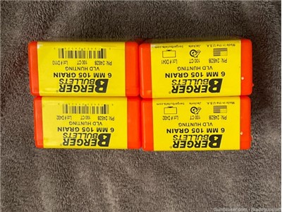 4 boxes (400 ct) Berger Bullets 6mm 105 Grain VLD Hunting PN: 24528