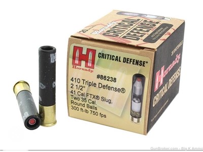 Hornady Critical Defense Ammunition 410 Bore 2-1/2" 41 Caliber FTX Slug