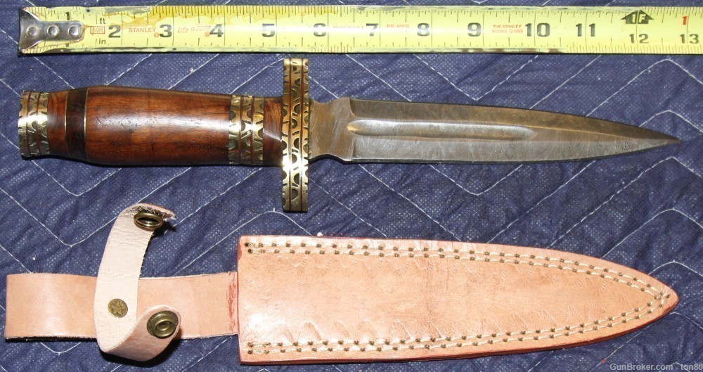 Rare! Custom HandMade DamascusDagger Knife WALNUT WOOD 13 INCH-img-0