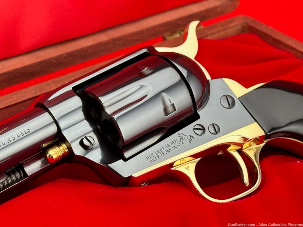 2ND GEN 1961 Colt SAA 7.5" Royal Blue & Gold 45 LC *BUFFALO HORN GRIPS*-img-4