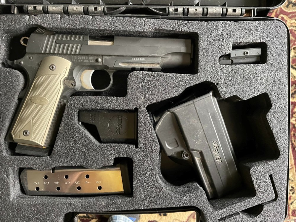 Sig  1911 TacOps package 45 ACP with Laser, Rail and Holster-img-0