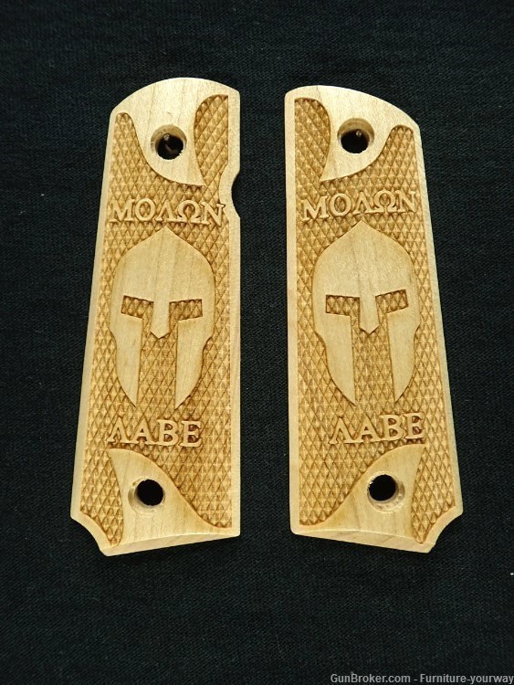 -Maple Molon Labe Spartan Grips for Browning 1911-22 1911-380 Grips-img-1