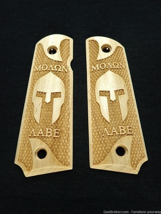 -Maple Molon Labe Spartan Grips for Browning 1911-22 1911-380 Grips-img-0