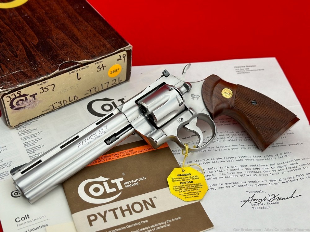 FIRST YEAR 1983 Colt Python 6" 357 Magnum |*EARLY BRUSHED STAINLESS*|NIB!-img-0