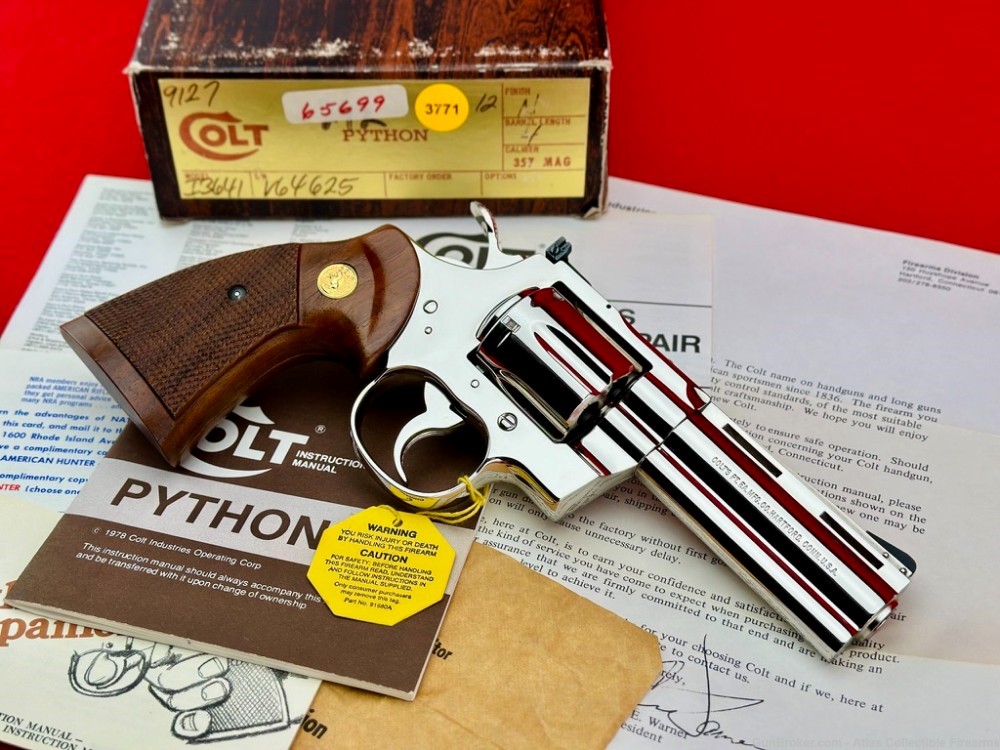 EXTREMELY NICE 1979 Colt Python 4" 357 Magnum *FACTORY NICKEL FINISH* NIB!-img-5