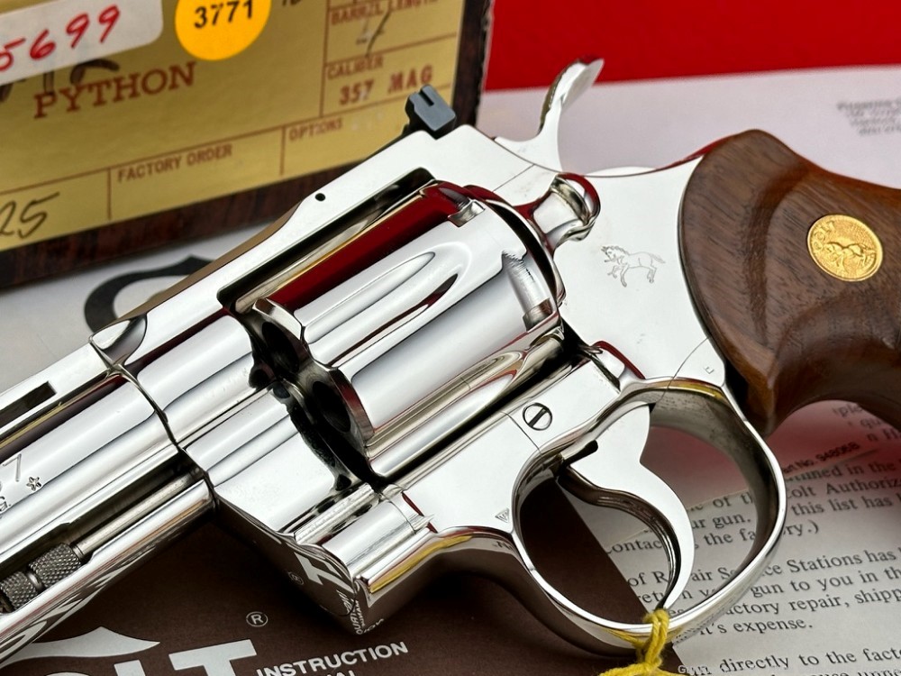 EXTREMELY NICE 1979 Colt Python 4" 357 Magnum *FACTORY NICKEL FINISH* NIB!-img-3