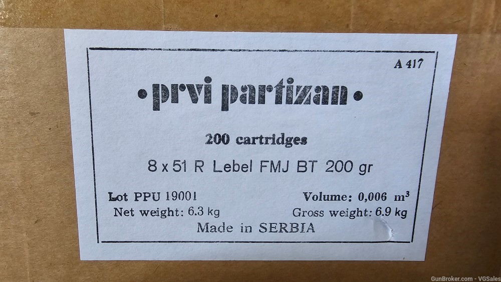 Prvi Partizan PPU 8x51R Lebel FMJ 200 Gr 200 Case 8mm 8x50R-img-1