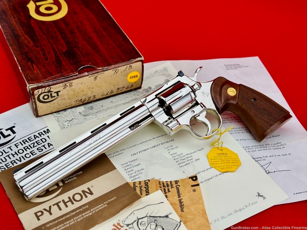 MUSEUM GRADE 1980 Colt Python TARGET 8" 38 Special *RARE NICKEL FINISH* NIB-img-0