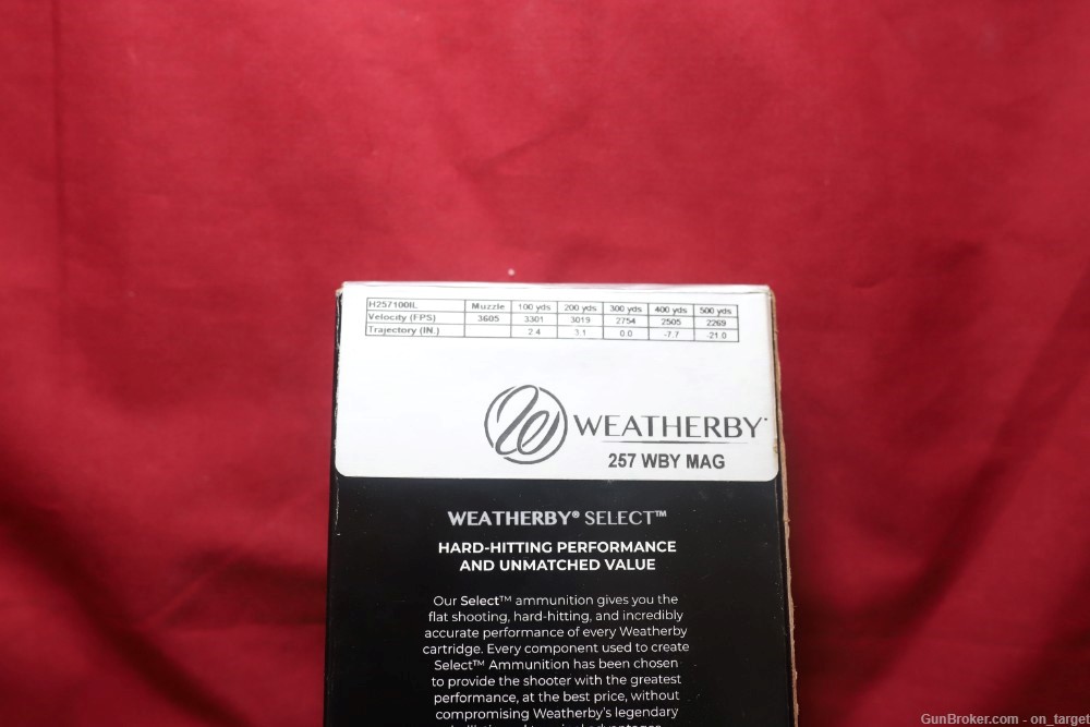 Weatherby Select .257 Weatherby Magnum 100 Gr. Hornady Interlock 16 Count-img-3