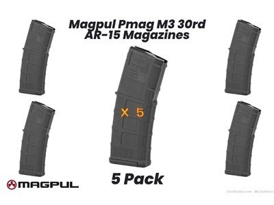 Magpul Pmag M3 5.56 30rd Black Premium AR15 Mags 5 Pack