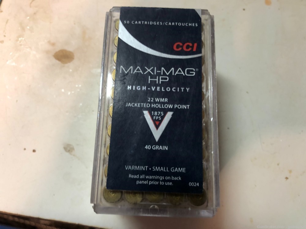 CCI Maxi- Mag 22 Magnum 40 gr Jacketed Hollow Point 1875 FPS Box of 50-img-1