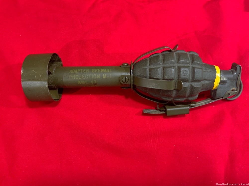 Rare Original USGI WWII FOUR Prong grenade adapter, w/WWII Pineapple & Fuse-img-0