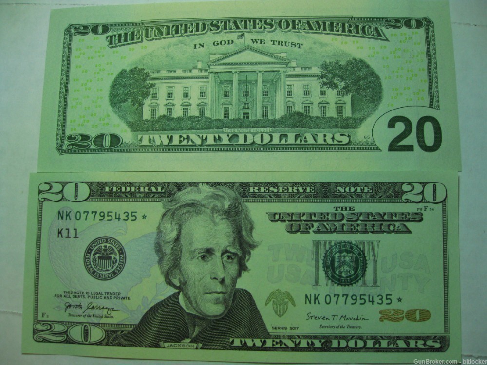Twenty Dollar Bills 2x Gem Star FRN Consecutive Serial Numbers NK 07795434--img-2