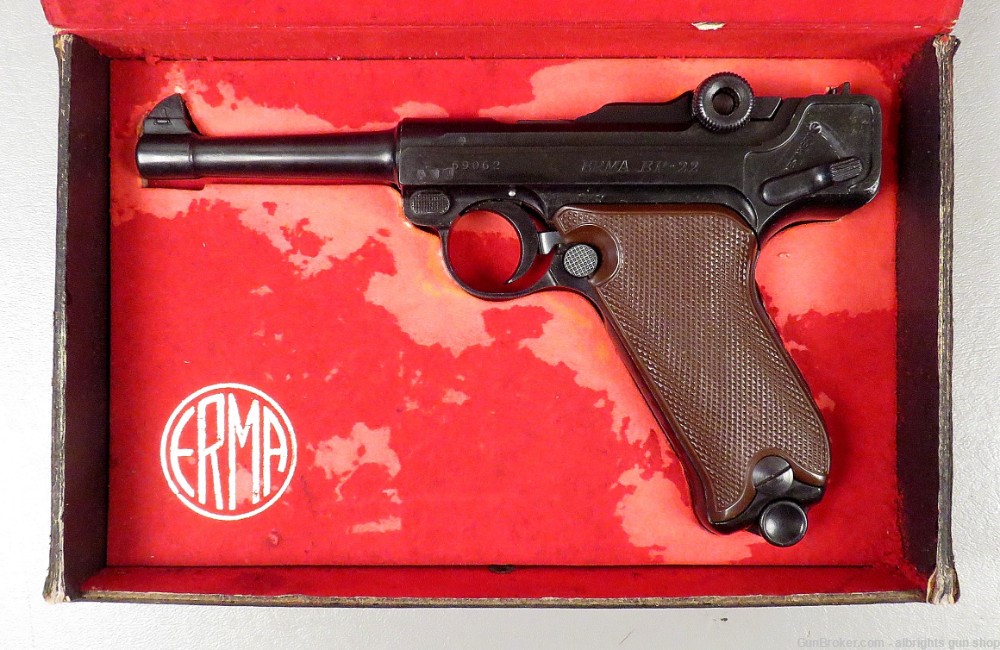 ERMA EP-22 LUGER 22 Long Rifle Semi Auto Pistol in Factory Case C&R OK-img-1