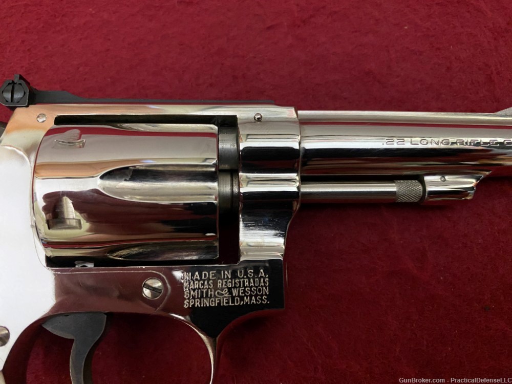 NIB Smith & Wesson Model 34 no dash 22/32 Kit Gun 4" Nickel .22LR w/ box-img-22