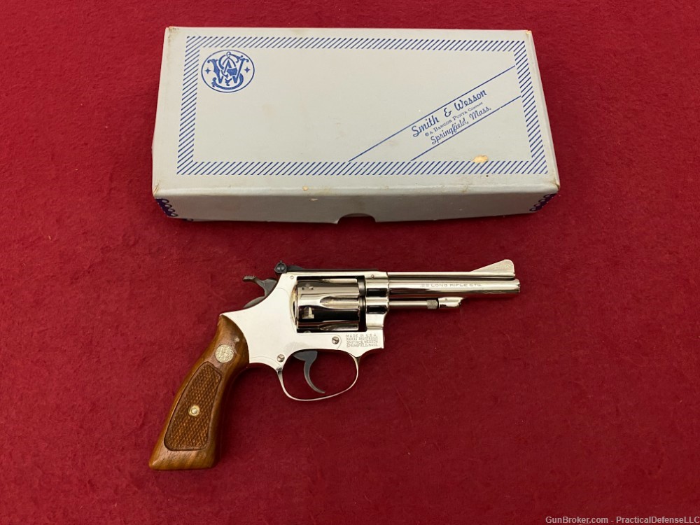NIB Smith & Wesson Model 34 no dash 22/32 Kit Gun 4" Nickel .22LR w/ box-img-0
