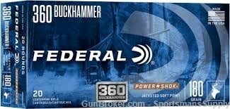 100 Rnds of Federal Power Shok 360 Buckhammer 180gr Jacketed Soft Point!-img-0