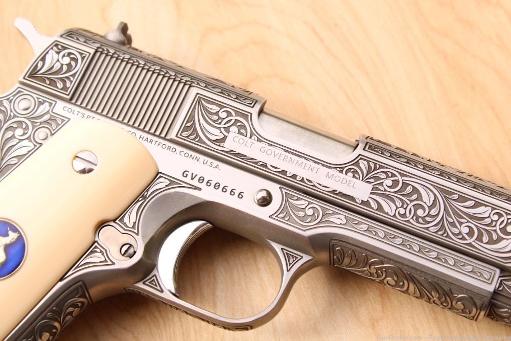 Colt engraved 1911 ivory grips .45 government **AMAZING**-img-12