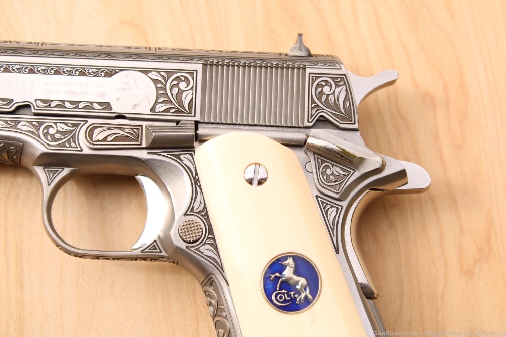 Colt engraved 1911 ivory grips .45 government **AMAZING**-img-14