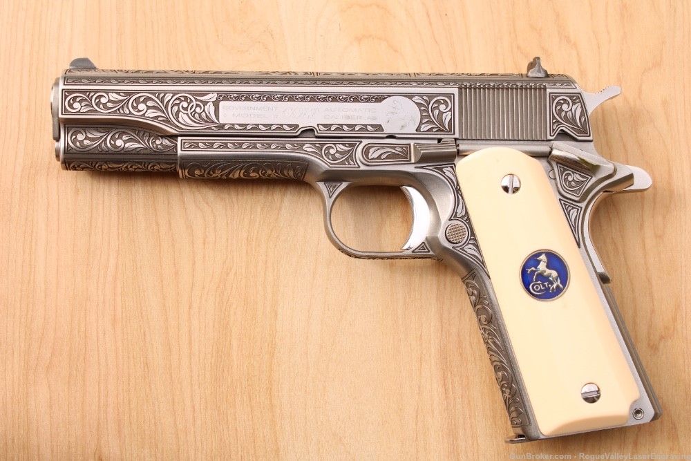 Colt engraved 1911 ivory grips .45 government **AMAZING**-img-18