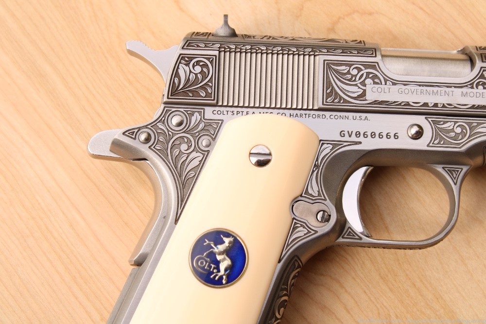 Colt engraved 1911 ivory grips .45 government **AMAZING**-img-11