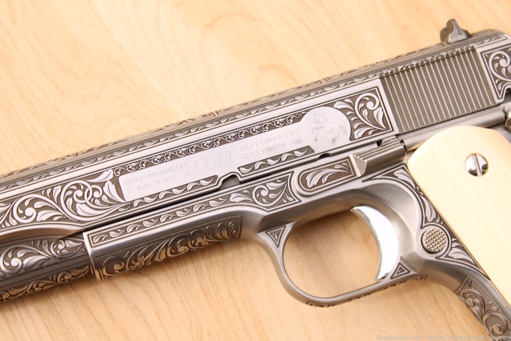 Colt engraved 1911 ivory grips .45 government **AMAZING**-img-15