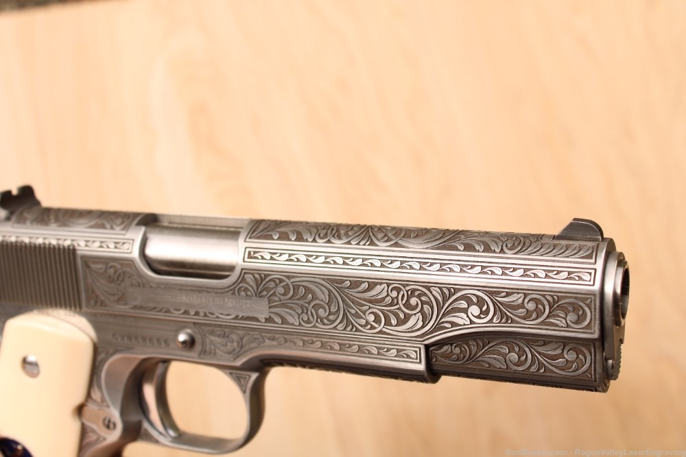 Colt engraved 1911 ivory grips .45 government **AMAZING**-img-10