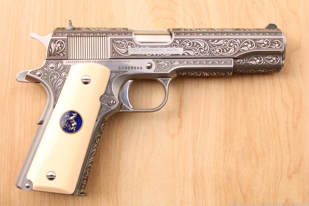 Colt engraved 1911 ivory grips .45 government **AMAZING**-img-17
