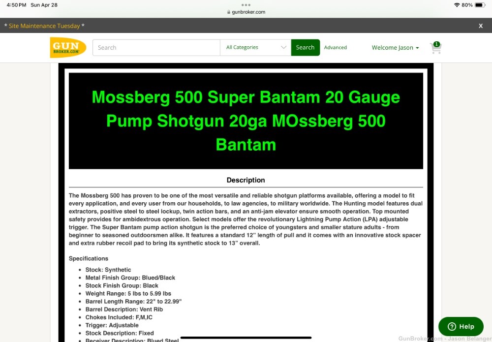 Mossberg Super Bantam 20 Gauge 22” BBL Blued Synthetic Youth -img-6