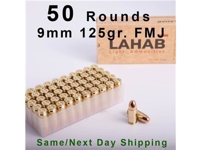 9mm 124gr. FMJ Ammo - 50 Rounds