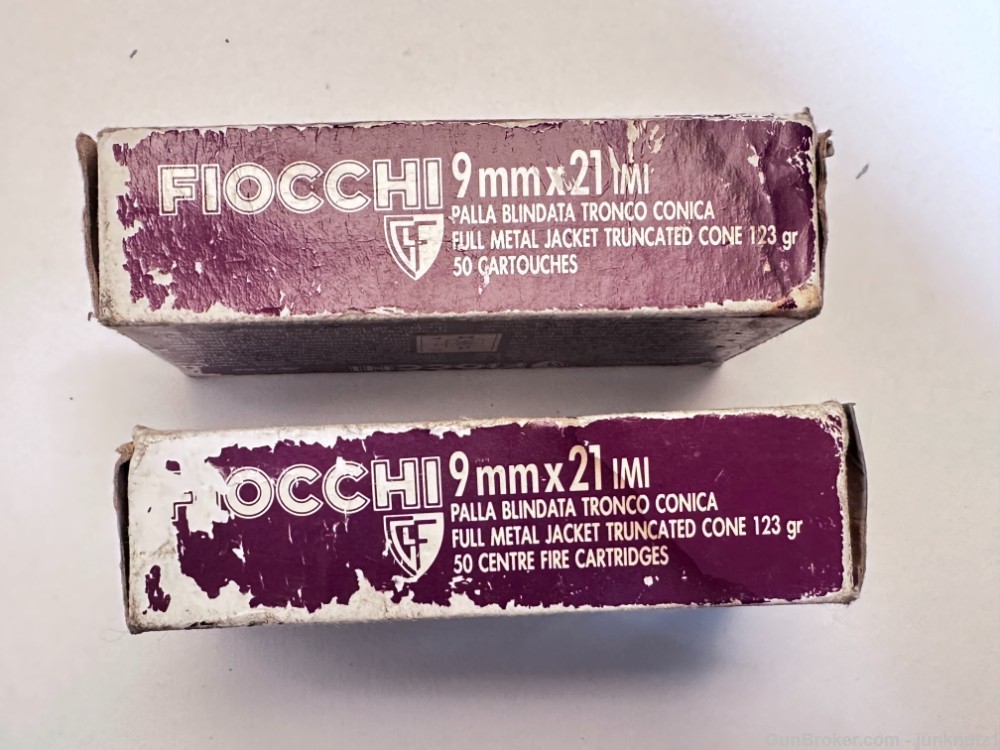 9mm x 21 Ammunition. Made by Fiocchi in Italy. 100 Rounds (2-Boxes of 50)-img-1