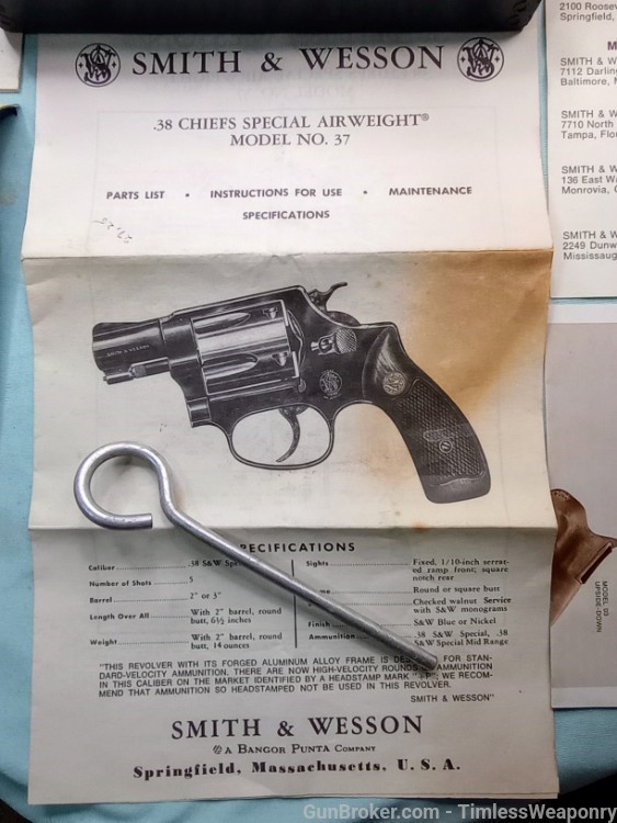 Smith&Wesson Chiefs 38 Special Airweight SnubNose Model 36 S&W 37 COLT 1976-img-30