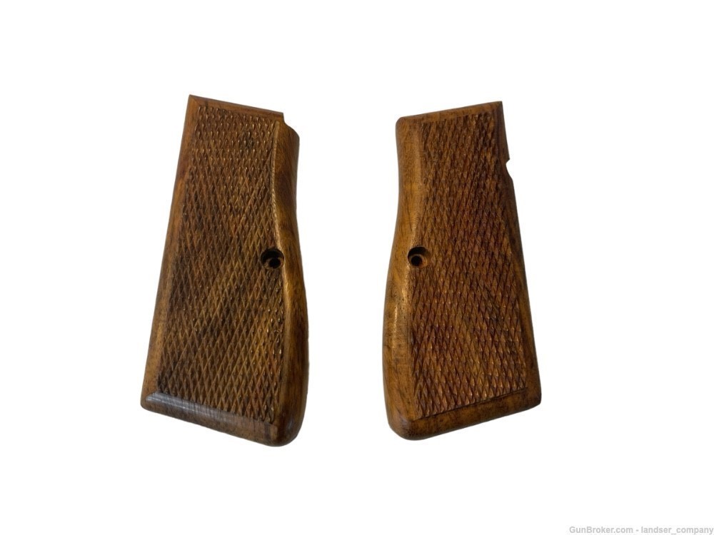 GERMAN BROWNING HIGH POWER 9MM WOODEN REPLACEMENT PISTOL GRIPS-img-0