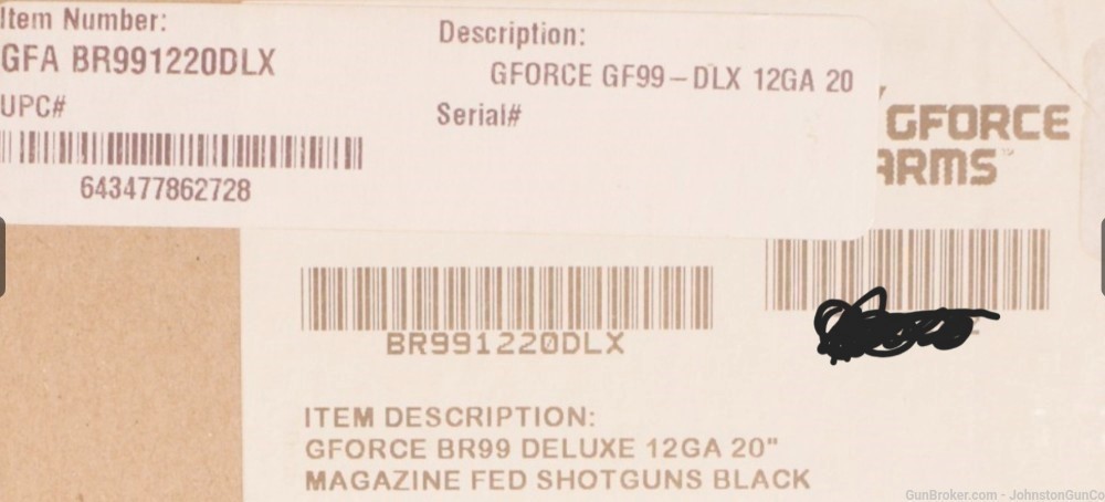GForce Arms BR99 Deluxe 12GA BR991220DLX GF99 AR12 20" NIB SALE-img-4