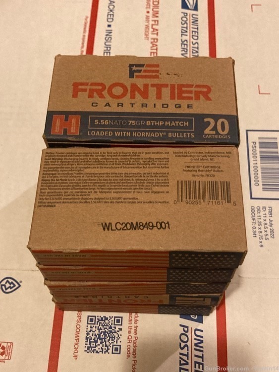 200 rds Frontier 5.56 Nato (.223 Rem) 75gr Hornady BTHP Match Hollow Point-img-1