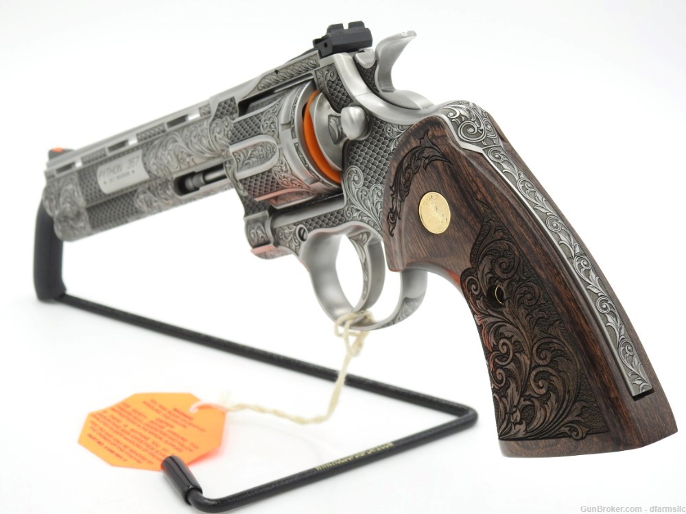 Collectible Ultra Rare Spectacular Custom Engraved Colt Python 6" 357 MAG-img-9