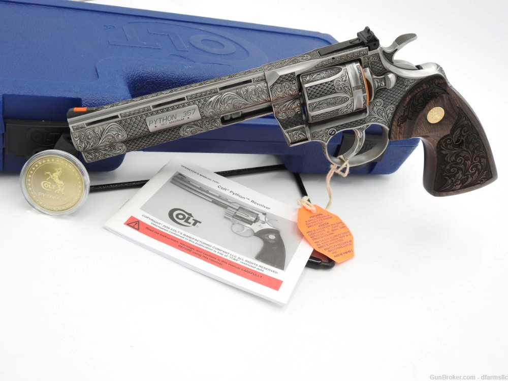 Collectible Ultra Rare Spectacular Custom Engraved Colt Python 6" 357 MAG-img-1