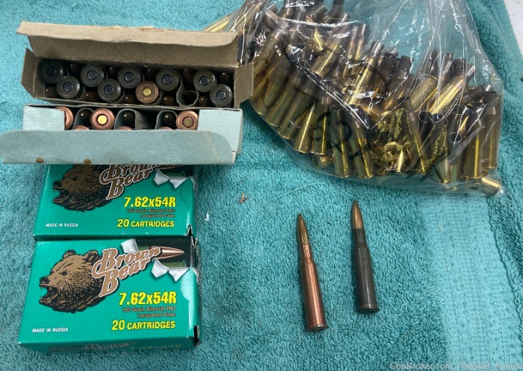 7.62X54R AMMO (80 ROUNDS) AND UNFIRED READY TO GO BRASS (100 PCS)  (TS-02)-img-0