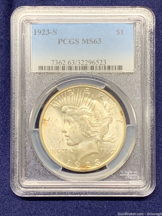 1923-S Peace Dollar PCSG MS 63 -img-0