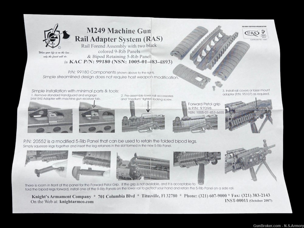 Discontinued KAC Knights Armament Company M249 RAS KM99180-img-4