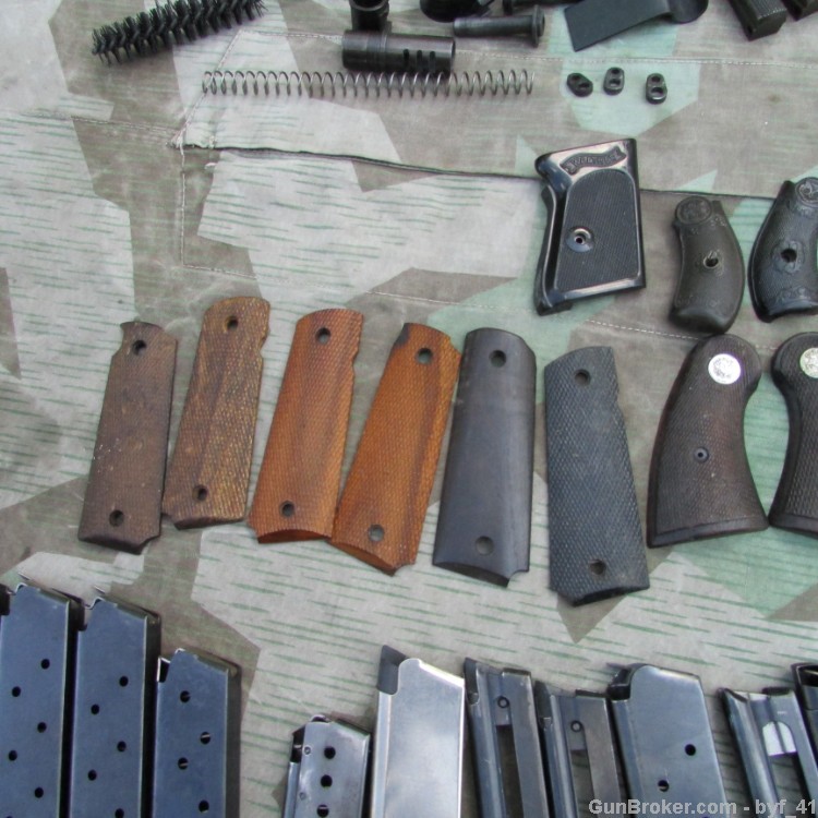 WWII K98 Sling BUNCH Of Parts 1911 1911A1 Revolver 22LR Walther P1 Grip Mag-img-87